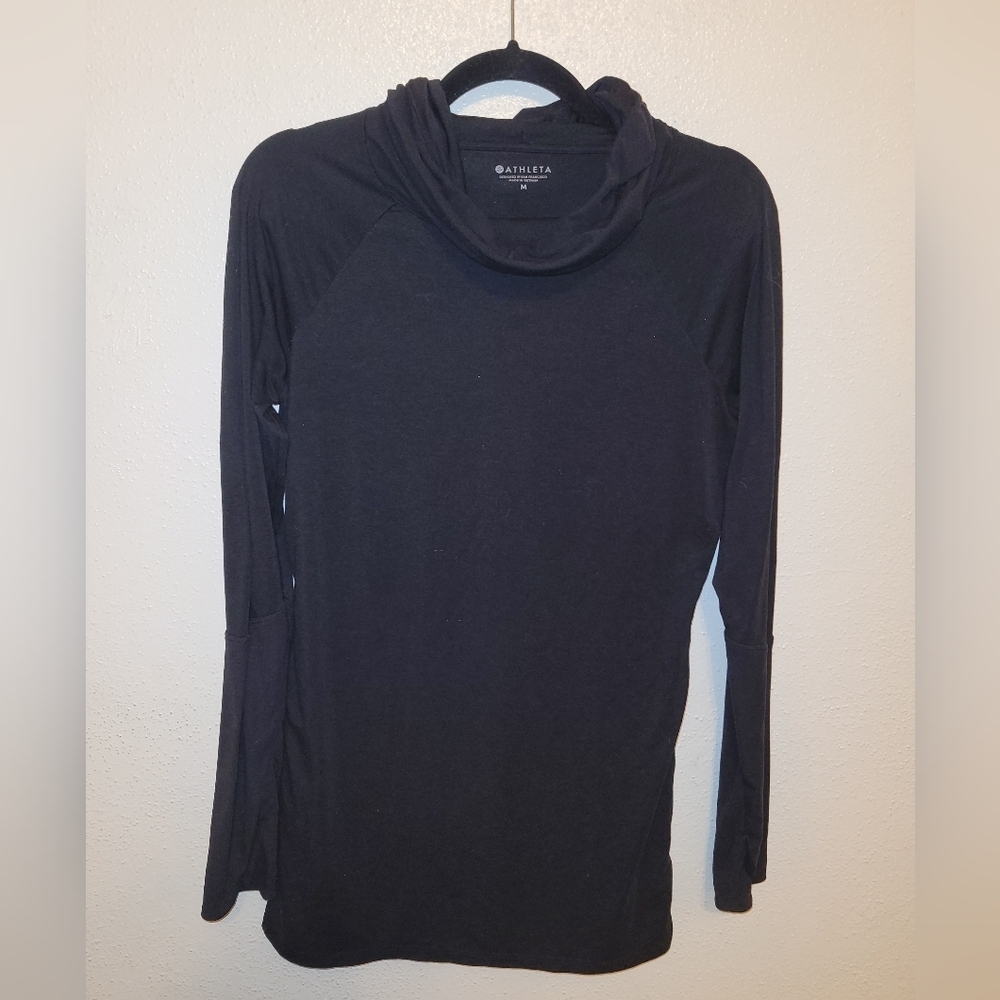 Athleta Essence Hooded Cowl Neck Fitted Tunic Medium - Picture 2 of 4